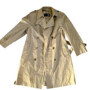 Classic Vintage Beige Long Trench Belted Coat